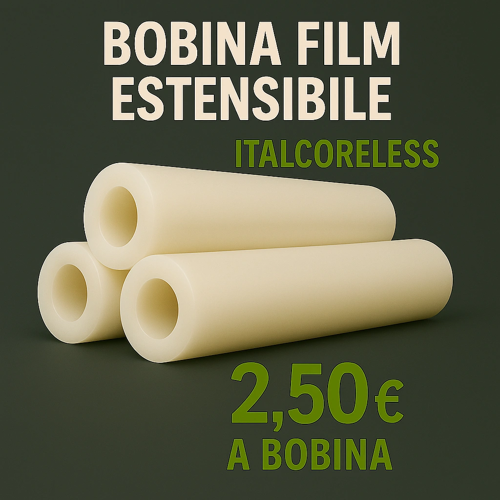 Bobina film estensibile senza mandrino, 160 metri, 23 micron, ideale per imballaggi manuali