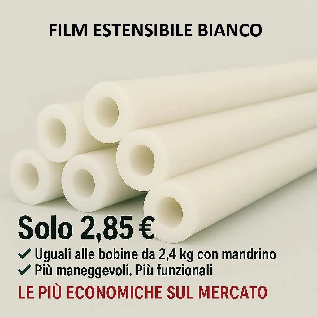 Film estensibile manuale bianco - 160 metri, 23 micron, coprente per imballaggi riservati
