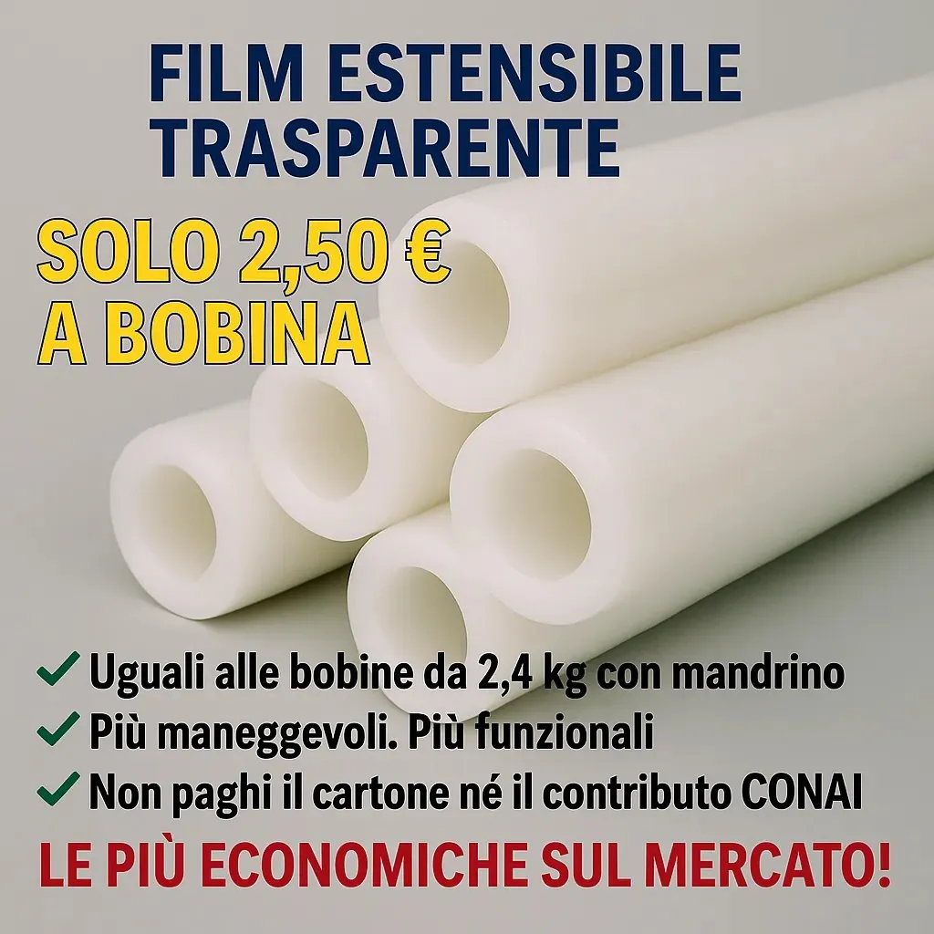 Film estensibile manuale trasparente - 160 metri, 23 micron, per imballaggi a mano